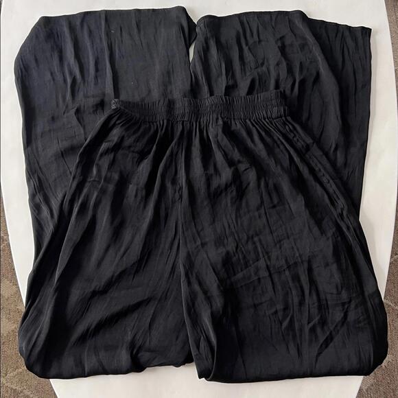ZARA Black Wide Leg Flowy Pull On Pants Pockets Size Small - Picture 6 of 8